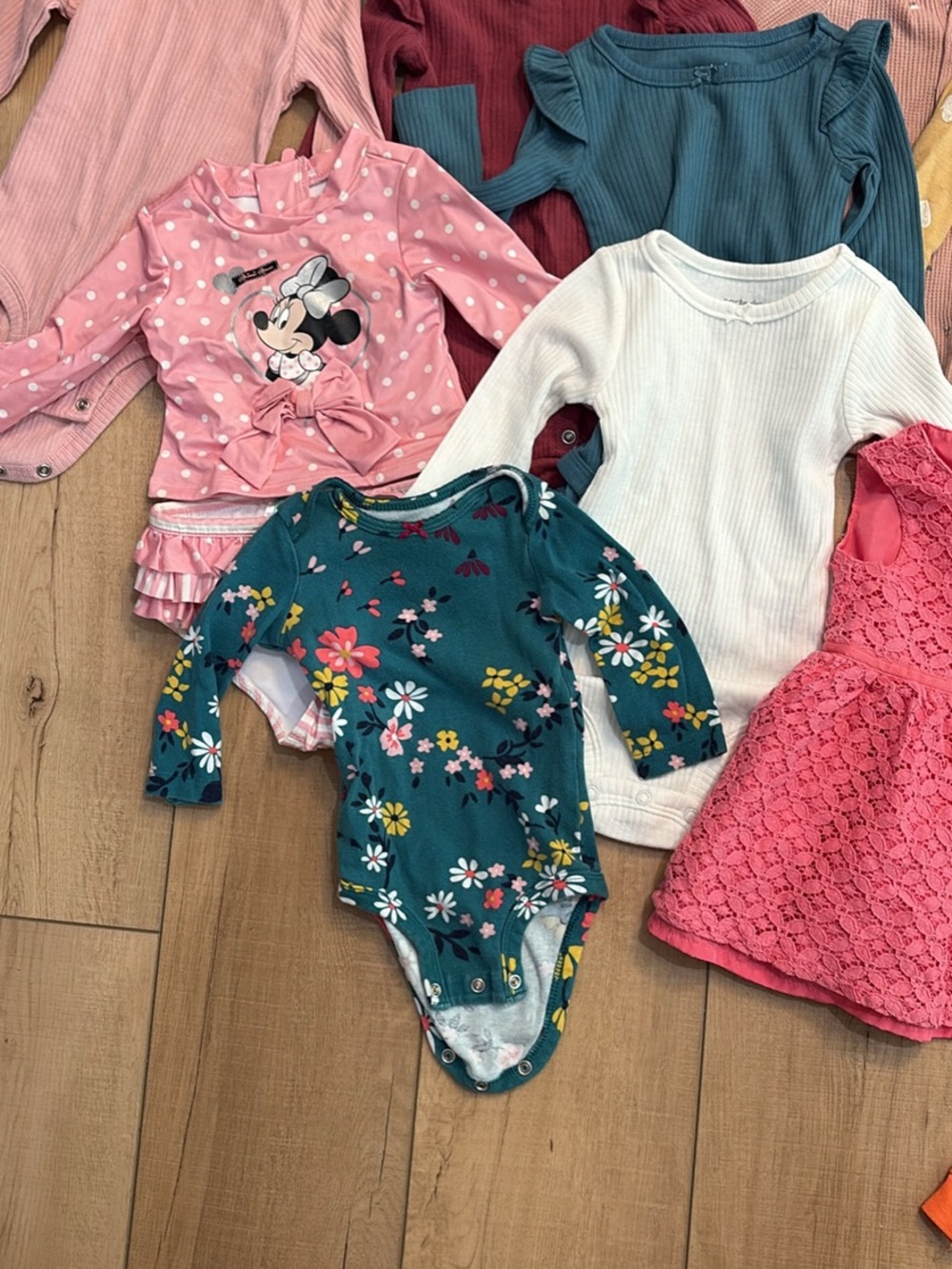 Disney Minnie Mouse Pink Polka Dot One-Piece Bodysuit for Kids